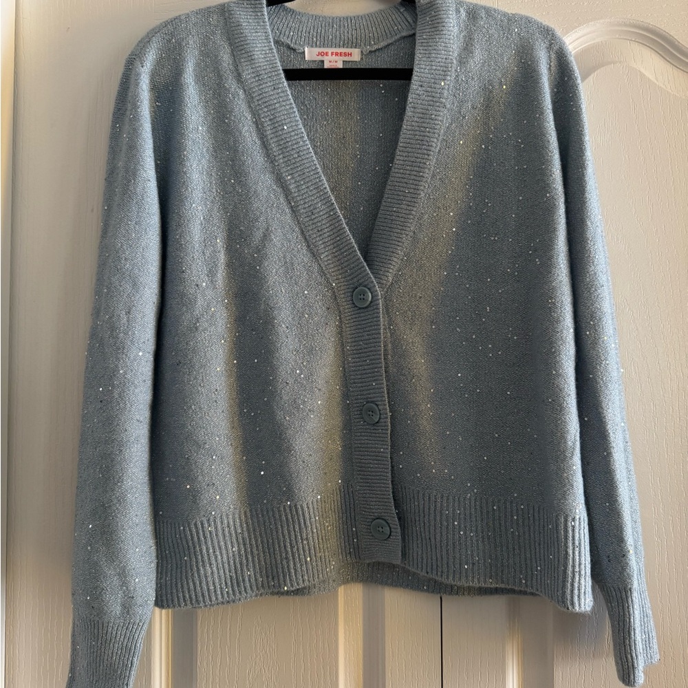 Joe Fresh Women's Sparkling Light Blue Cardigan